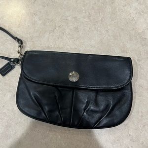 Coach Black Leather Wristlet/Clutch